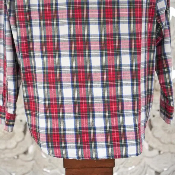 L.L. Bean Men's L Red Green Plaid Shirt Button Down Long Sleeve Cotton Vintage - Picture 12 of 12